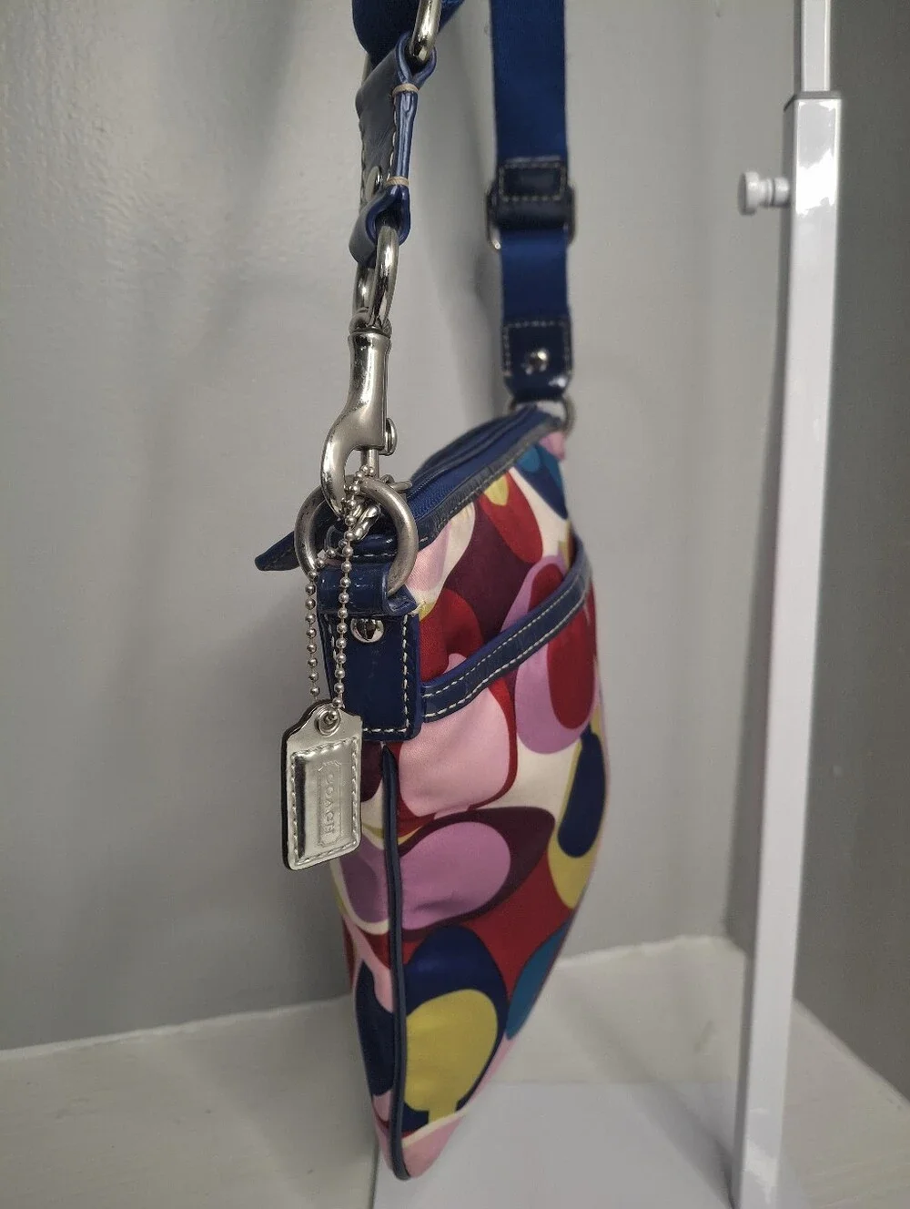 Coach Ashley Scarf Print Swingpack Crossbody Bag Multicolor Satin